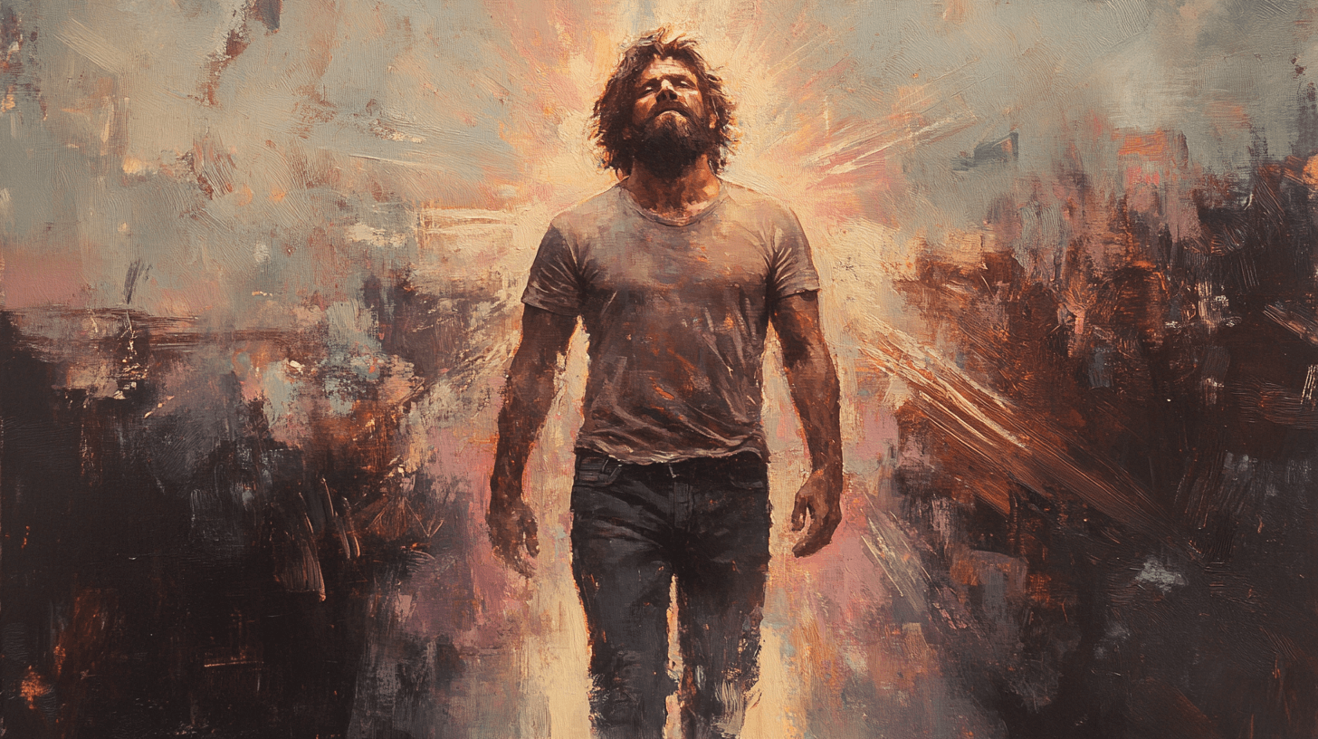 Person looking toward a future world symbolising the AI transition and human purpose in a changing society