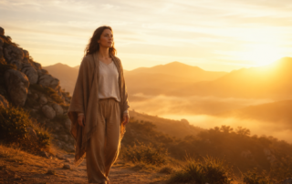 Person stepping into golden light, symbolising freedom from fear and Identity Awakening.
