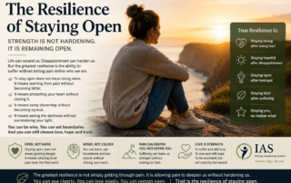 A mature person sitting peacefully by the coast at sunrise, symbolising emotional resilience, hope and staying open after pain.